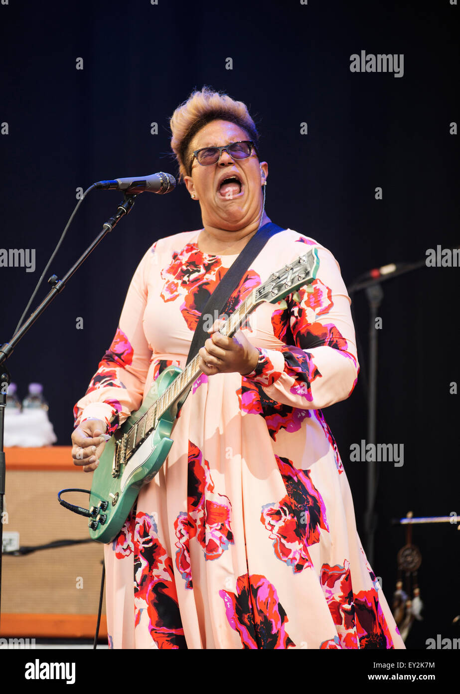 Brittany Howard of Alabama Shakes performs on the main stage at the  T In The Park Festival Stock Photo
