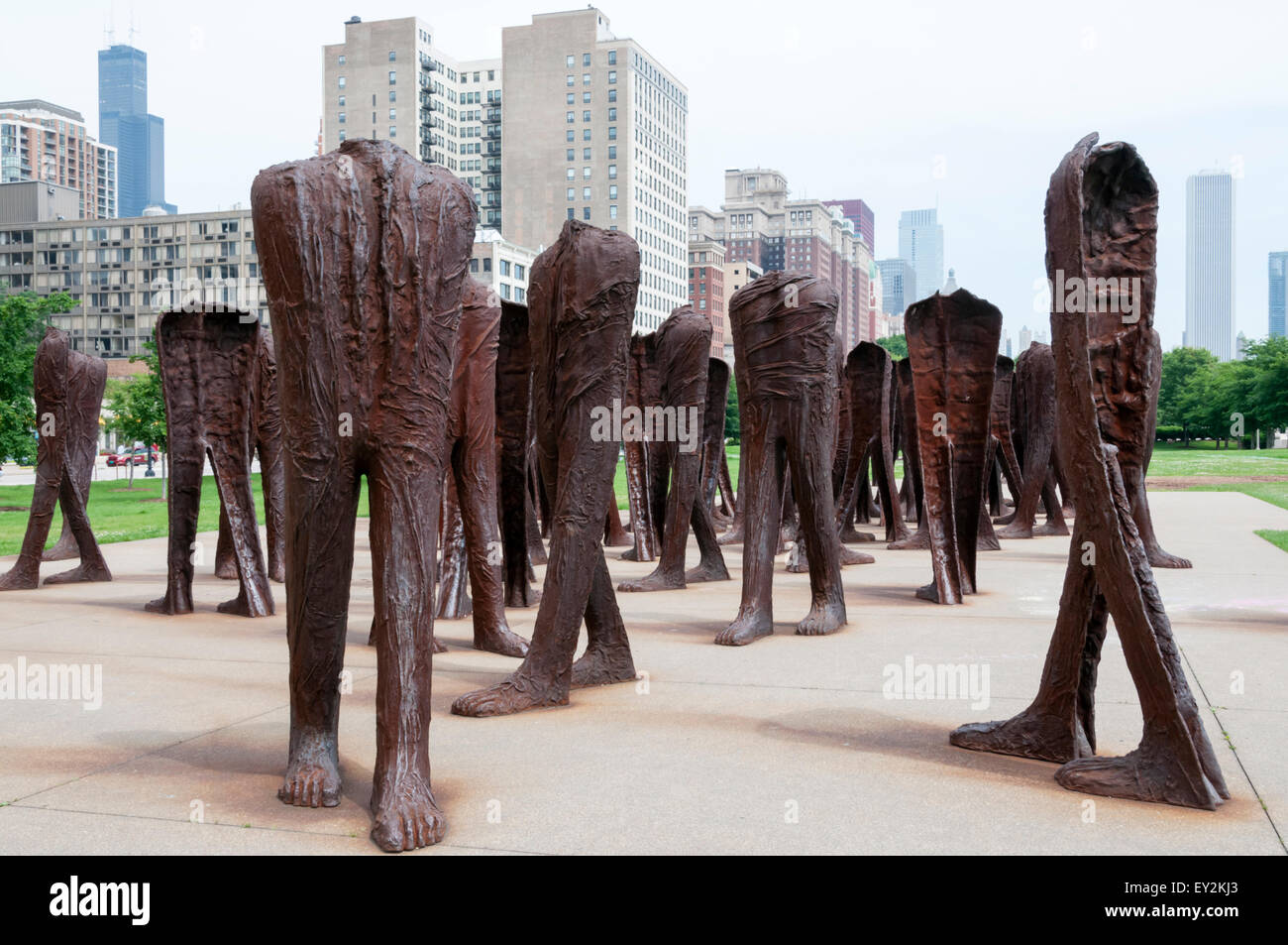 AGORA by Magdalena Abakanowicz in Grant Park, Chicago. Stock Photo