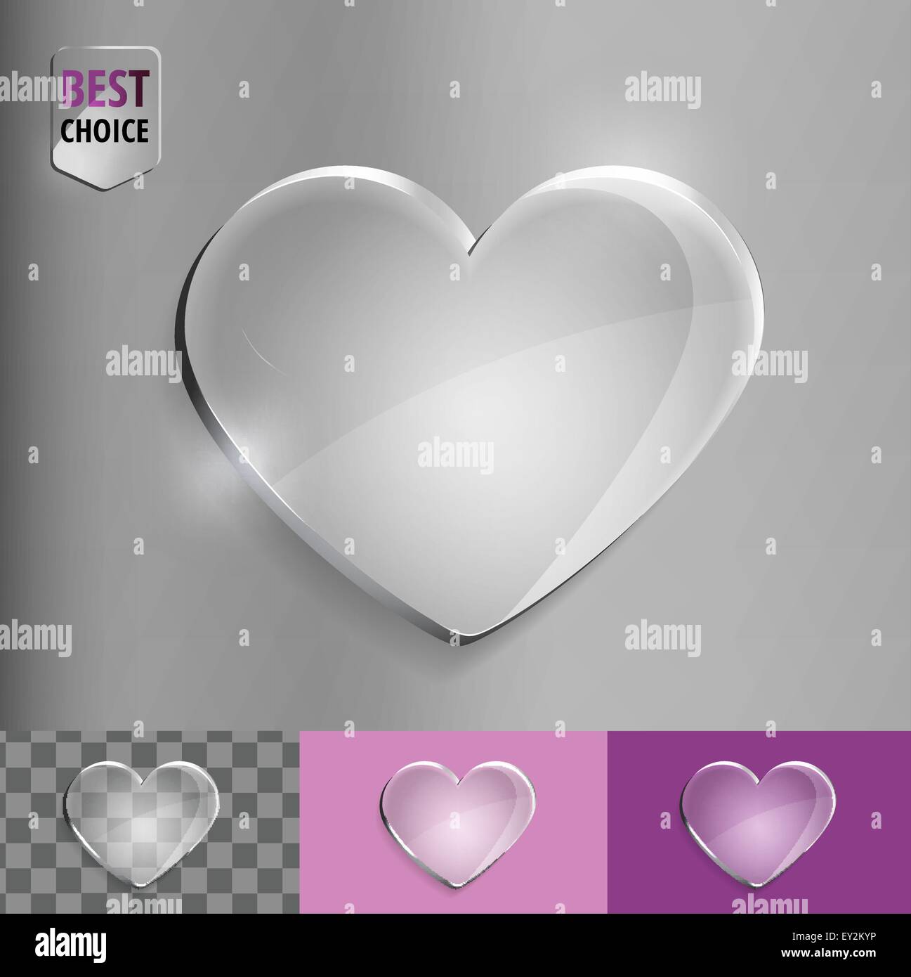 Glass bubble love heart icon with soft shadow on gradient background ...