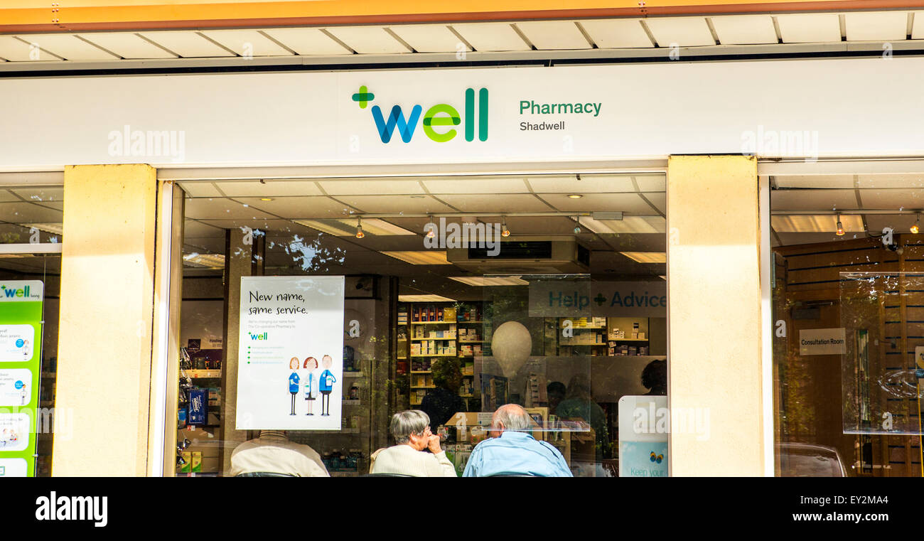 Stock Image.  Well Pharmacy re-brand for Co-operative Pharmacy Stock Photo
