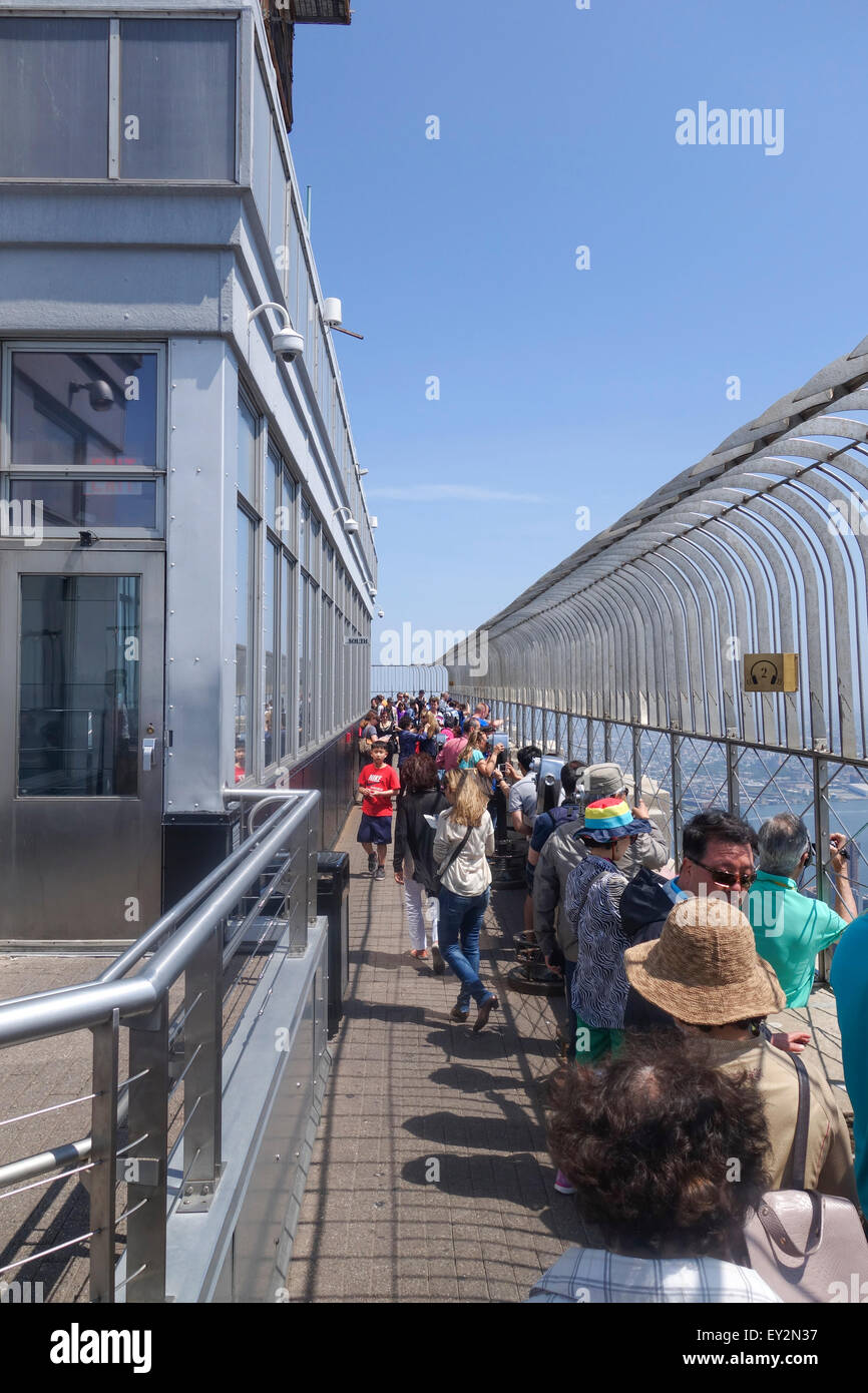 Tourists On Top Of Empire State Building 86th Floor