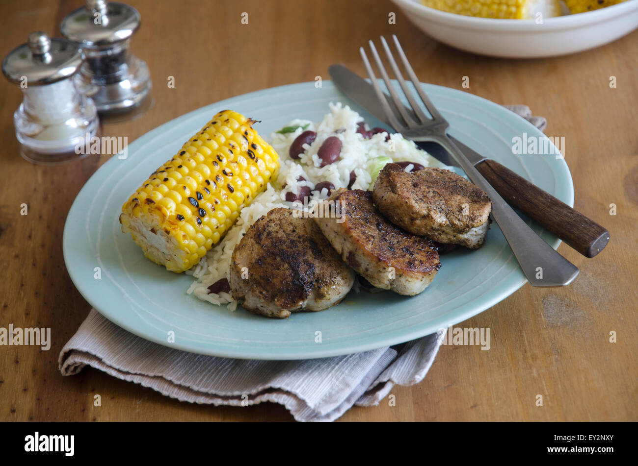 Jerk pork medallions Stock Photo