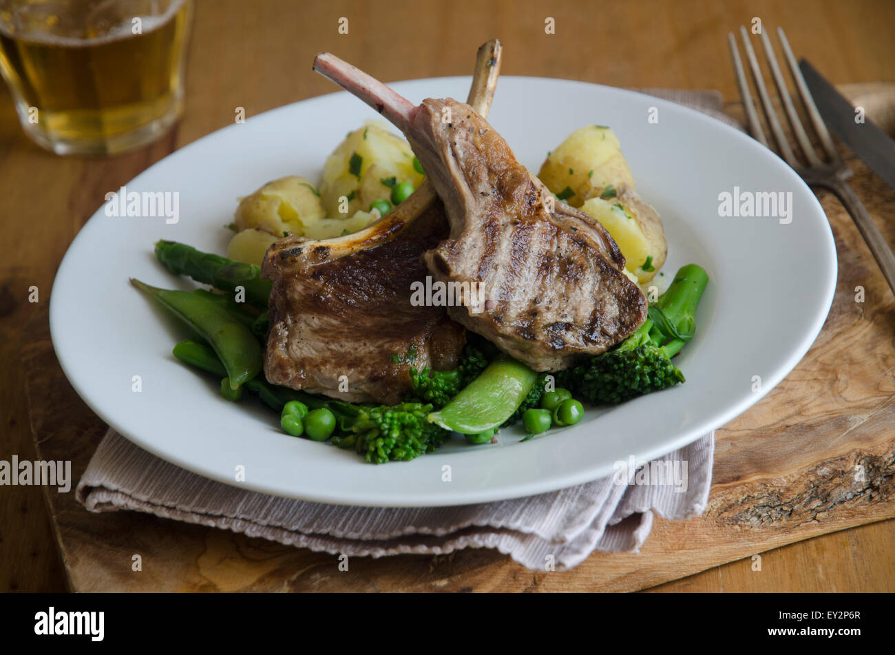 Griddled lamb cutlets Stock Photo Alamy