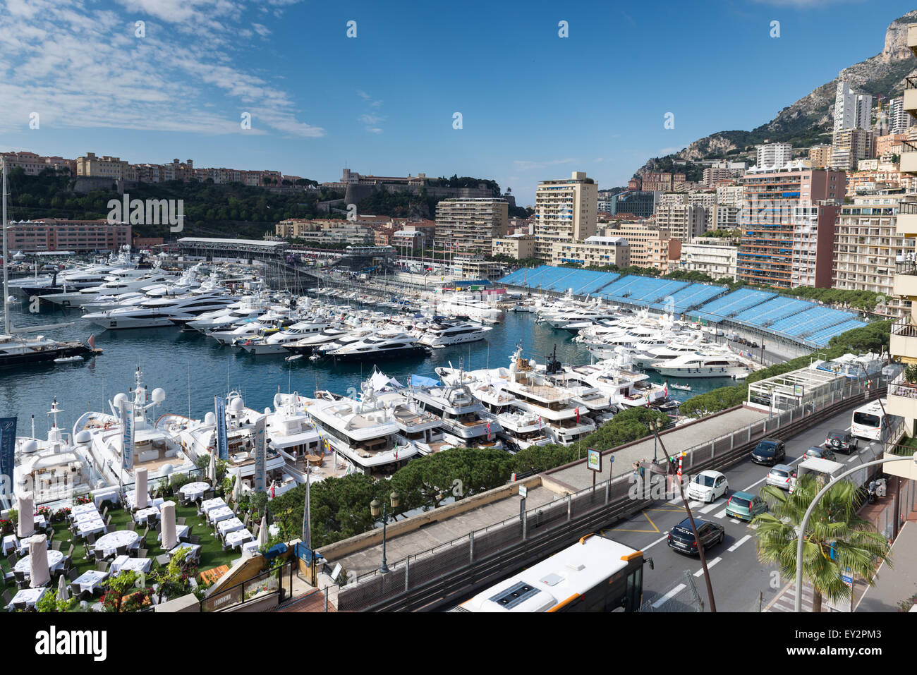 A view across Port Hercule during the build up to the 2015 Monaco F1 ...