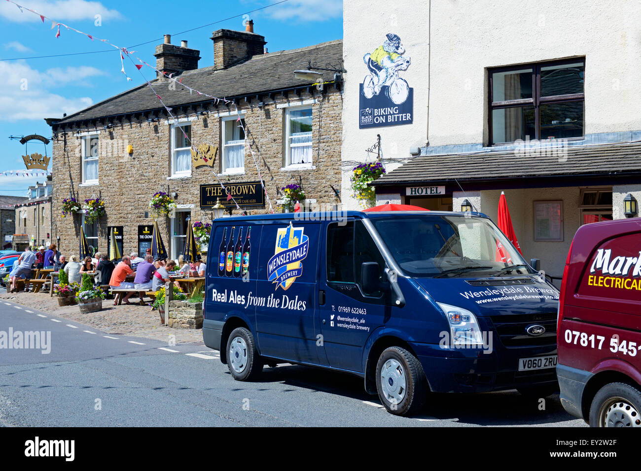 Beer delivery van outside the Crown, in Hawes, Wensleydale, Yorkshire