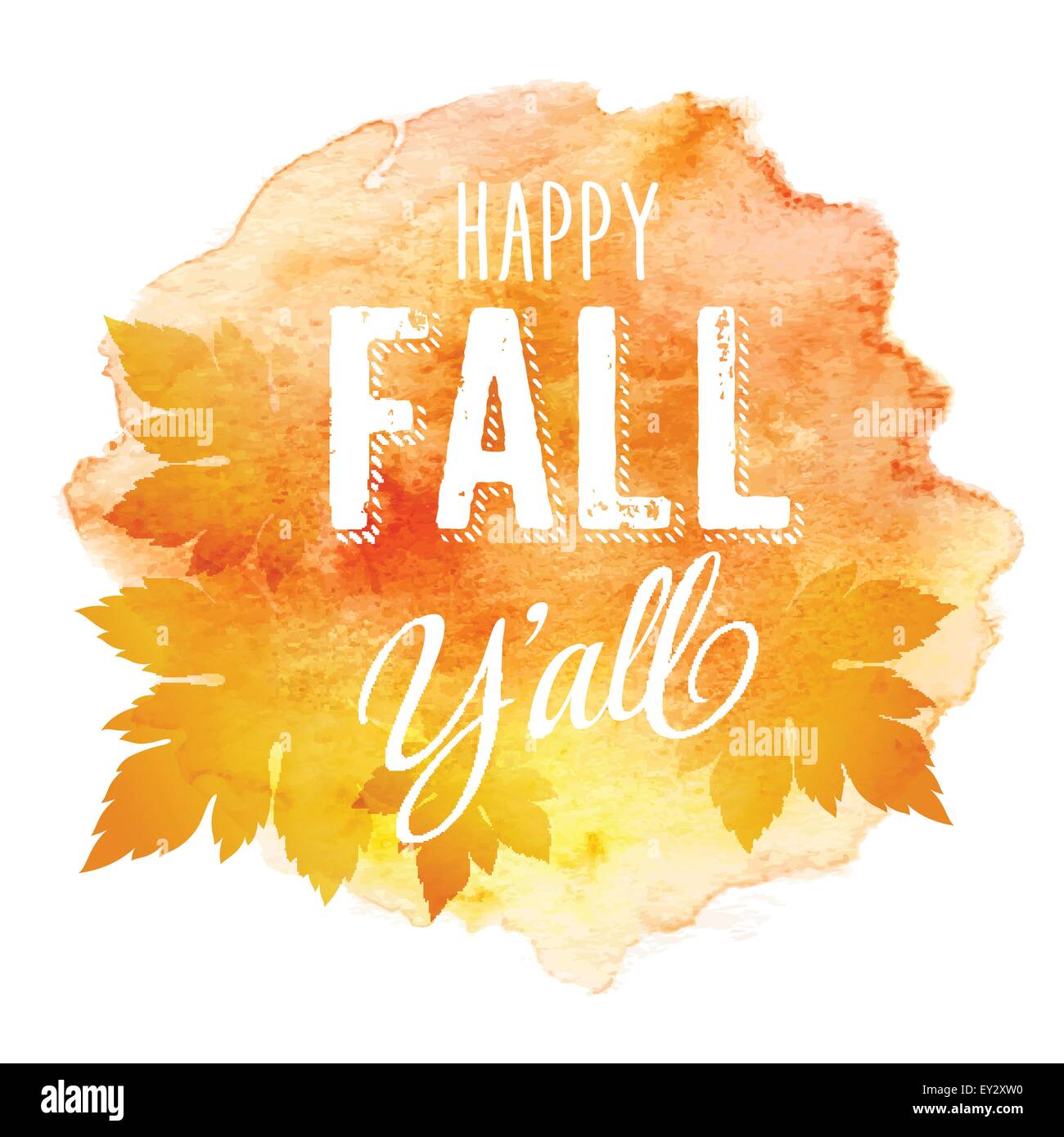 Vector autumn label on colorful watercolor background Stock Vector ...