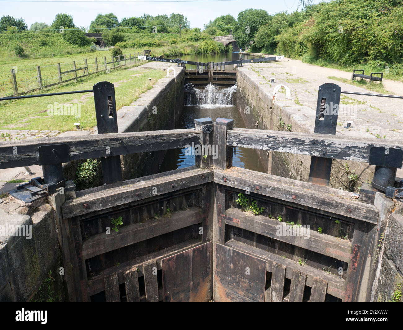 Lock gates on Rochdale Canal near Oldham, Lancashire Stock Photo Alamy
