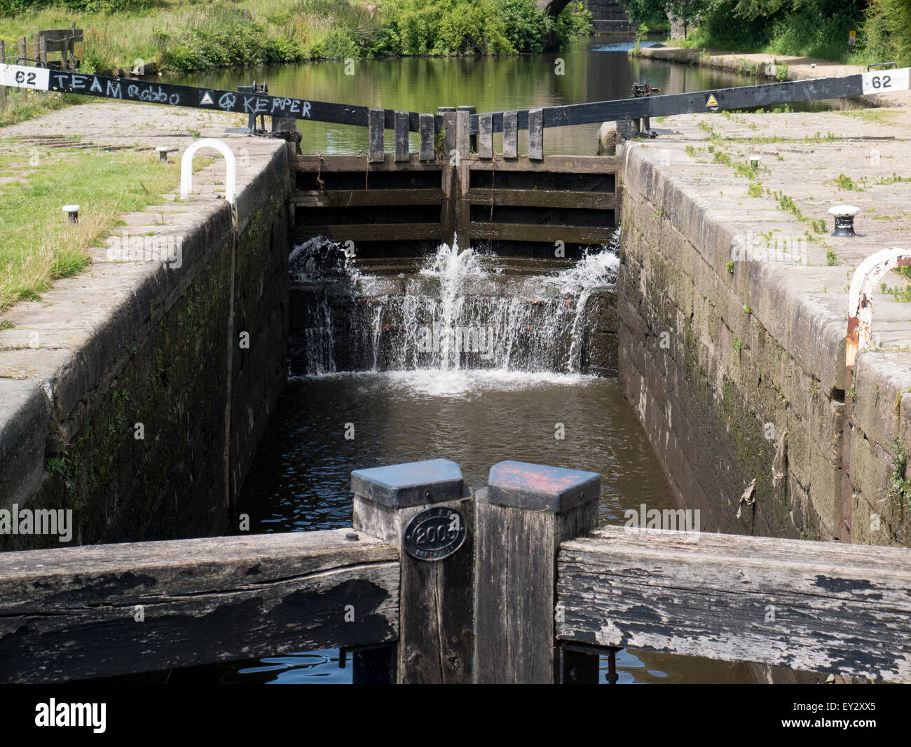 Lock gates on Rochdale Canal near Oldham, Lancashire Stock Photo Alamy