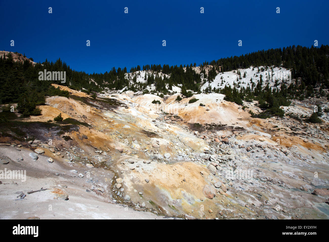 Colorful rock and mineral deposits, Bumpass Hell Stock Photo