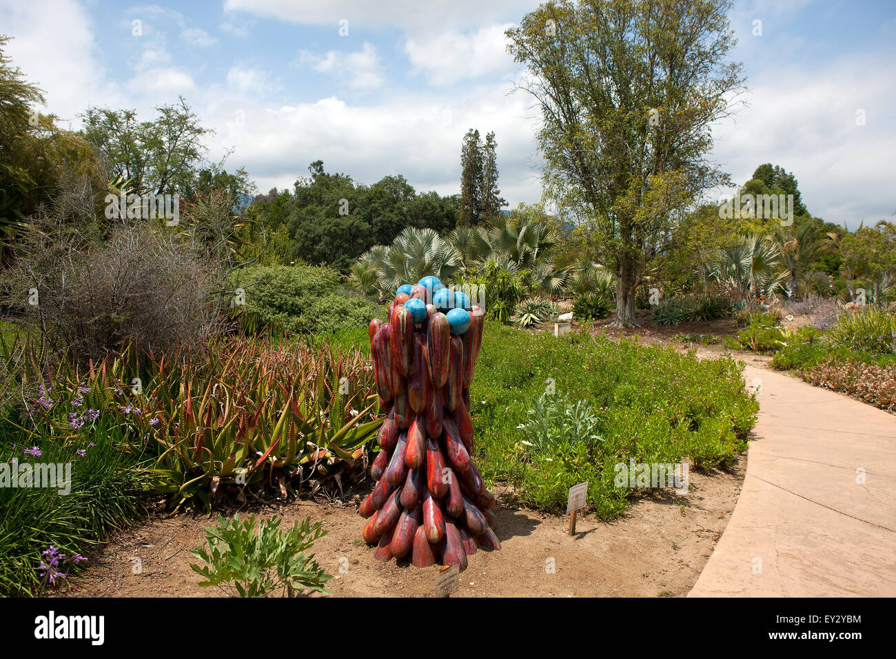 General view of a garden, Los Angeles County Arboretum and Botanic Garden, Arcadia, California, United States of America Stock Photo