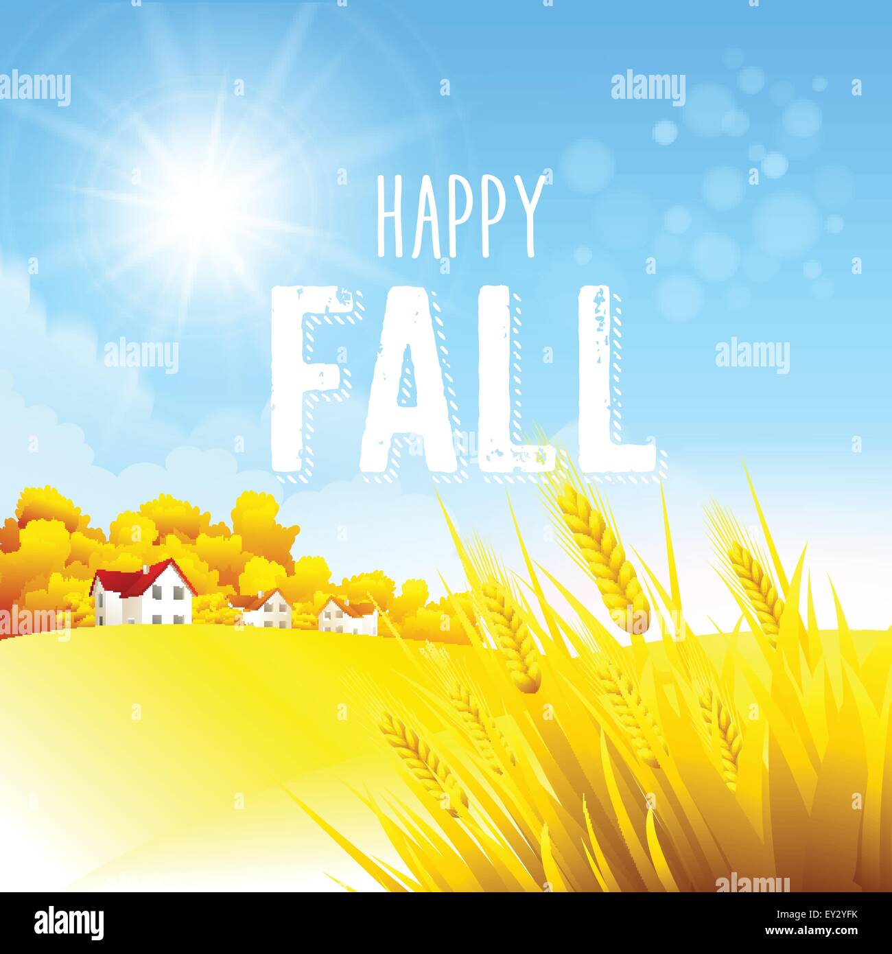 Autumn rural landscape. Vector illustration Stock Vector Image & Art ...