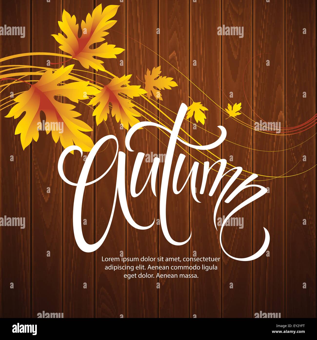 Autumn background with leaf and wood texture. Vector illustration Stock ...