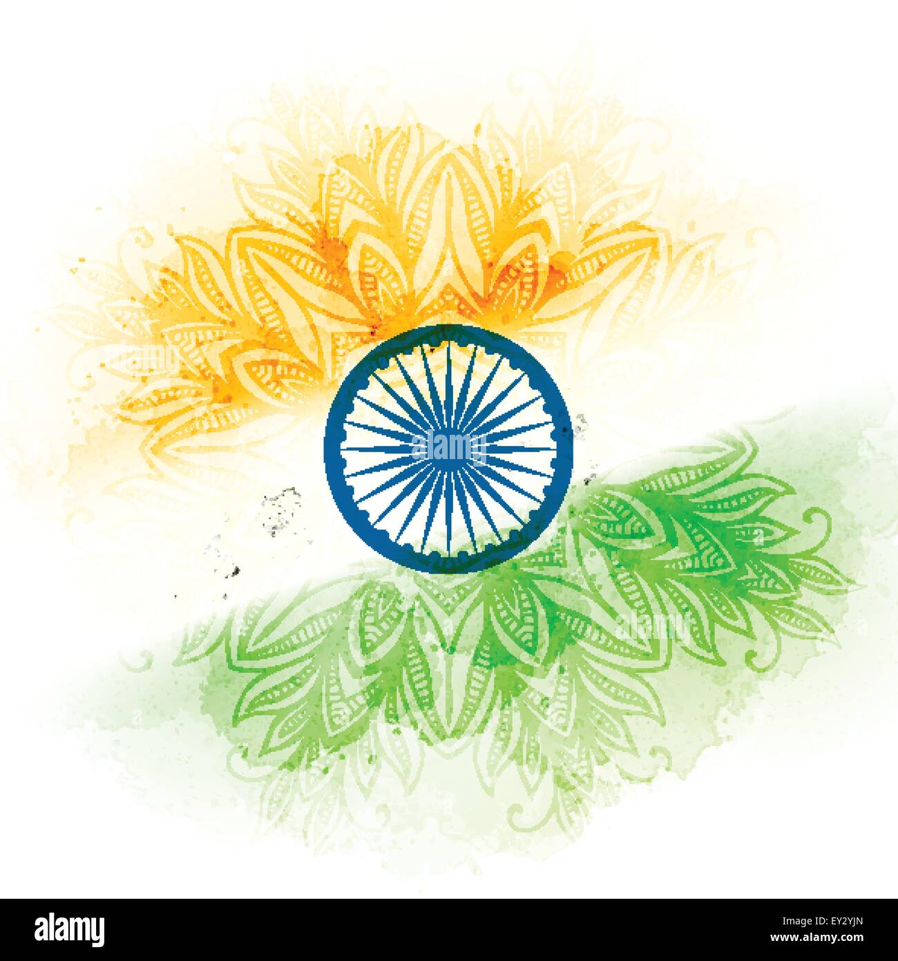 Vector indian flag in watercolor background. Concept Indian Independence Day celebrations. Stock Vector