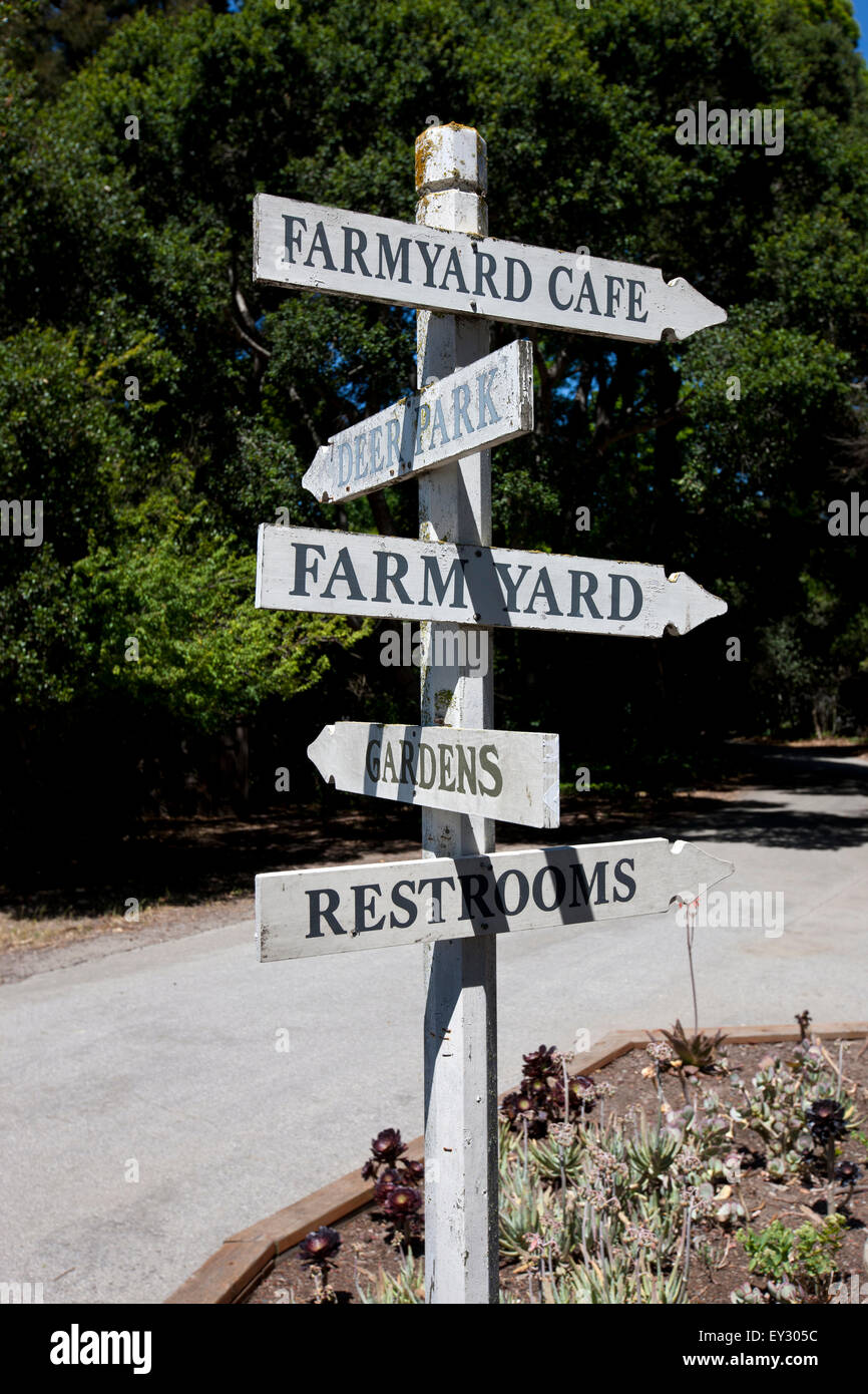 Sign post with directional arrows, Ardenwood Historic Farm, Newark, California, United States of America Stock Photo