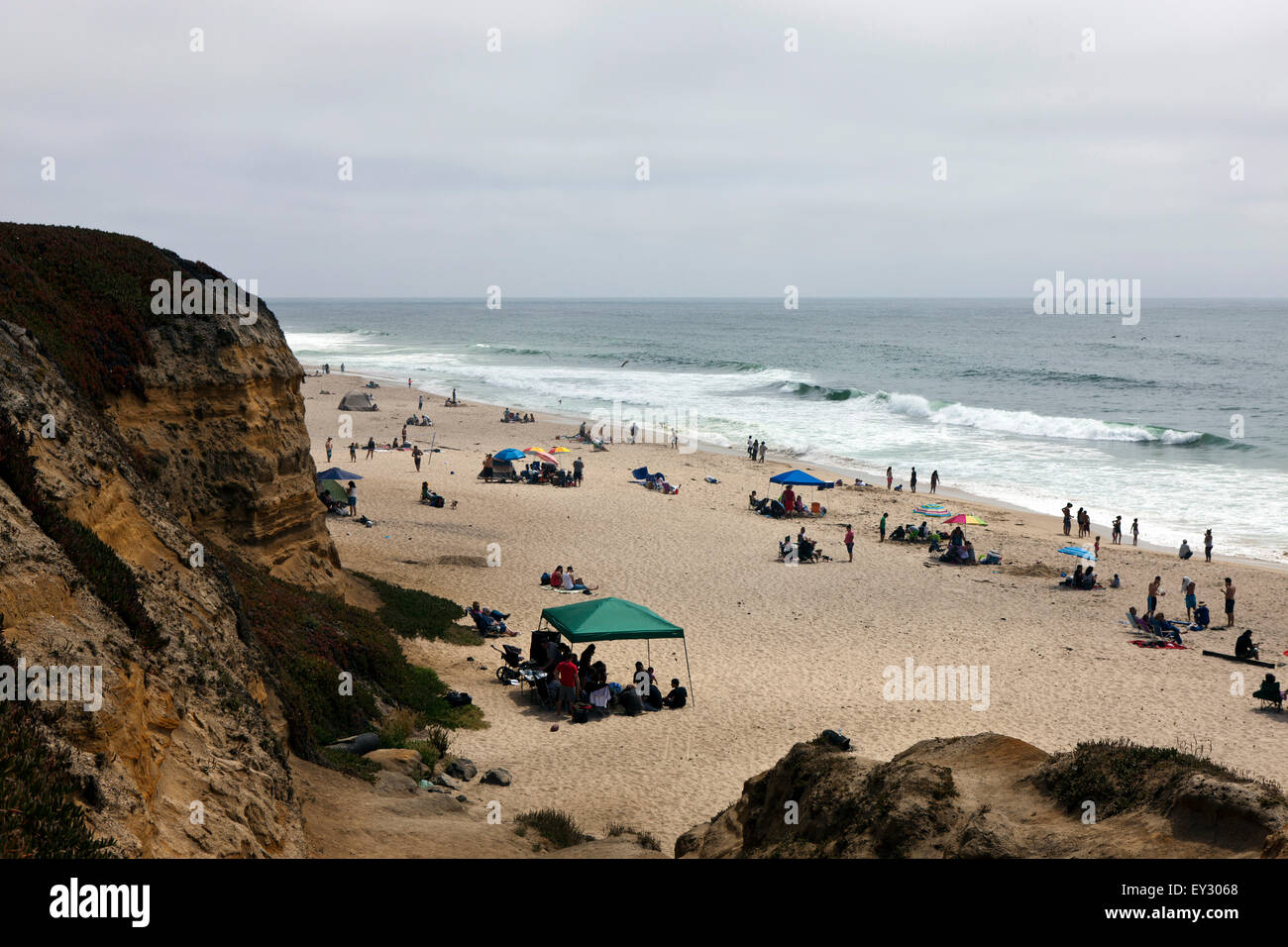 View of Poplar Beach from top of cliffs, Half Moon Bay, California