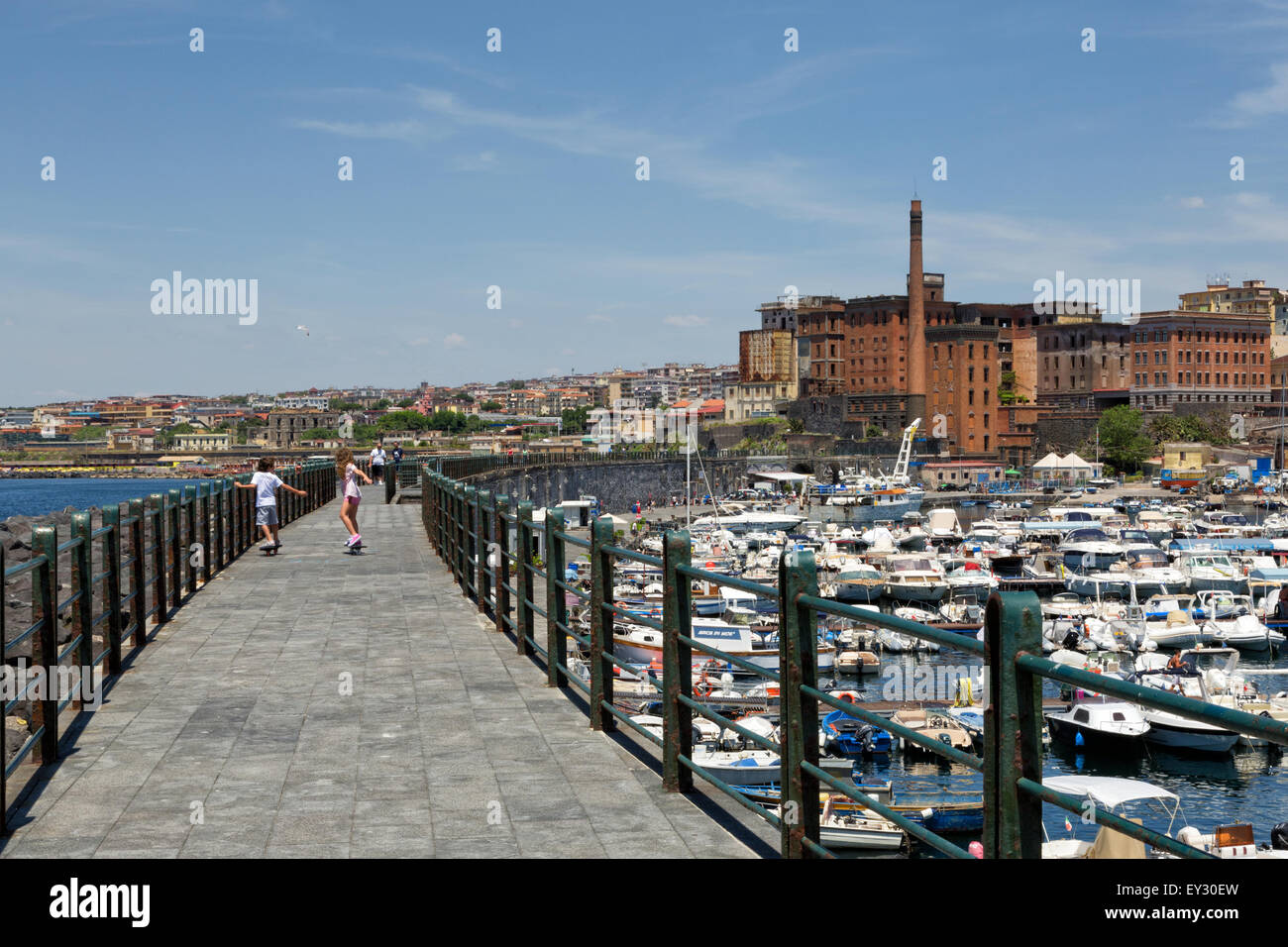 Torre del Greco (Napoli, Italia) - A view of the harbor and Molini Meridionali Marzoli Stock Photo