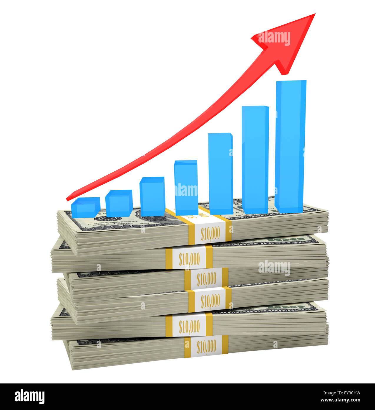Graph on bundle of money Stock Photo - Alamy