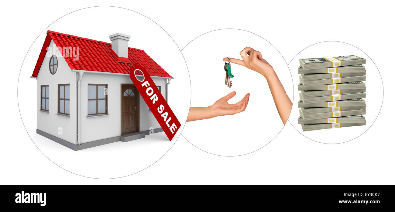 House for sale with keys Stock Photo Alamy