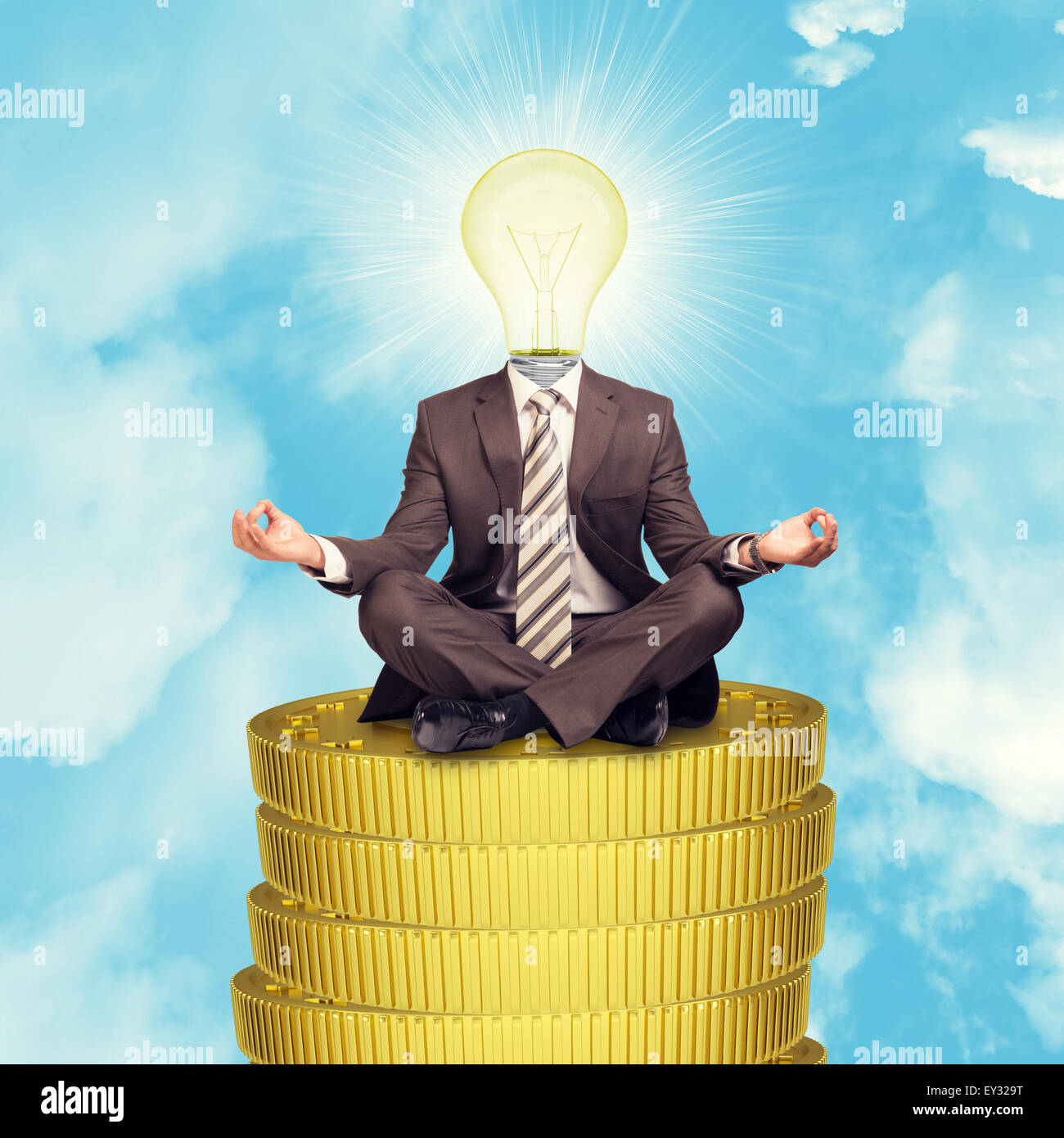 Businessman sitting on pile of money hi-res stock photography and ...