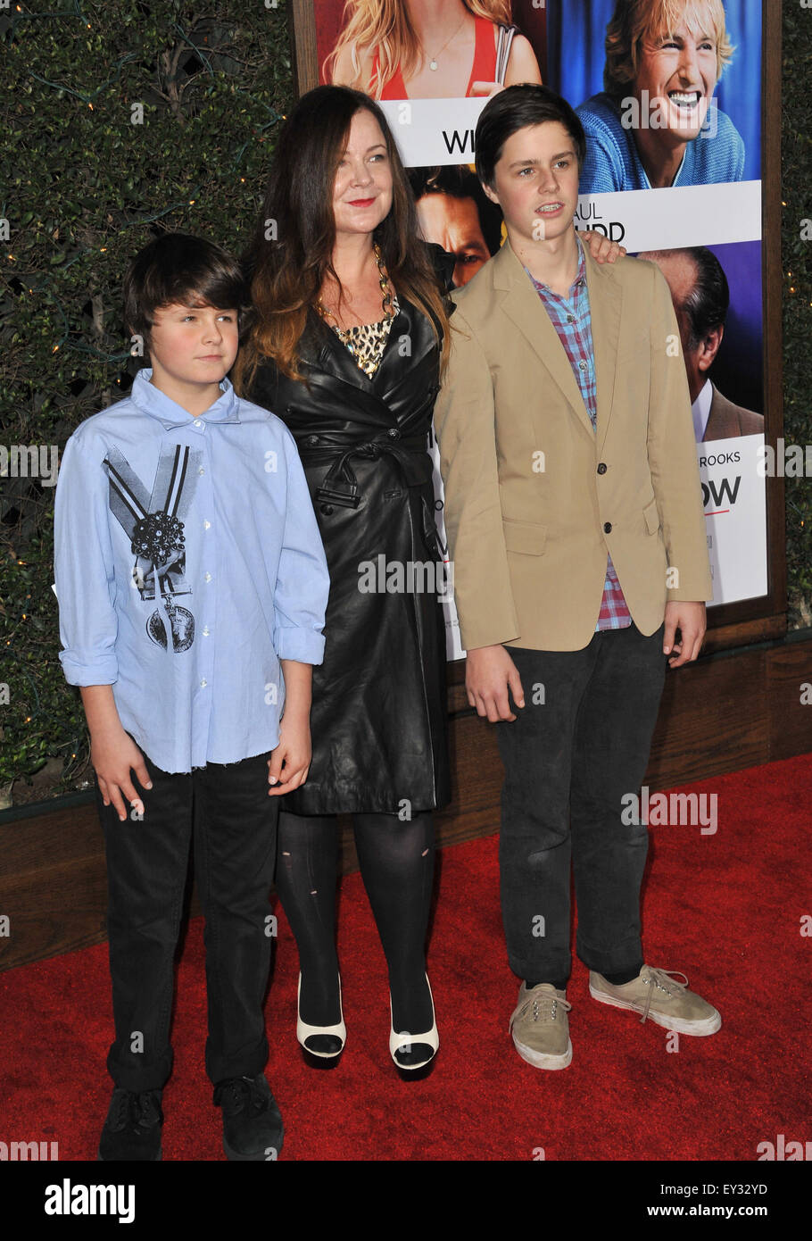 LOS ANGELES, CA - DECEMBER 13, 2010: Jennifer Nicholson & her sons at the world premiere of 'How Do You Know' at the Mann Village Theatre, Westwood. Stock Photo