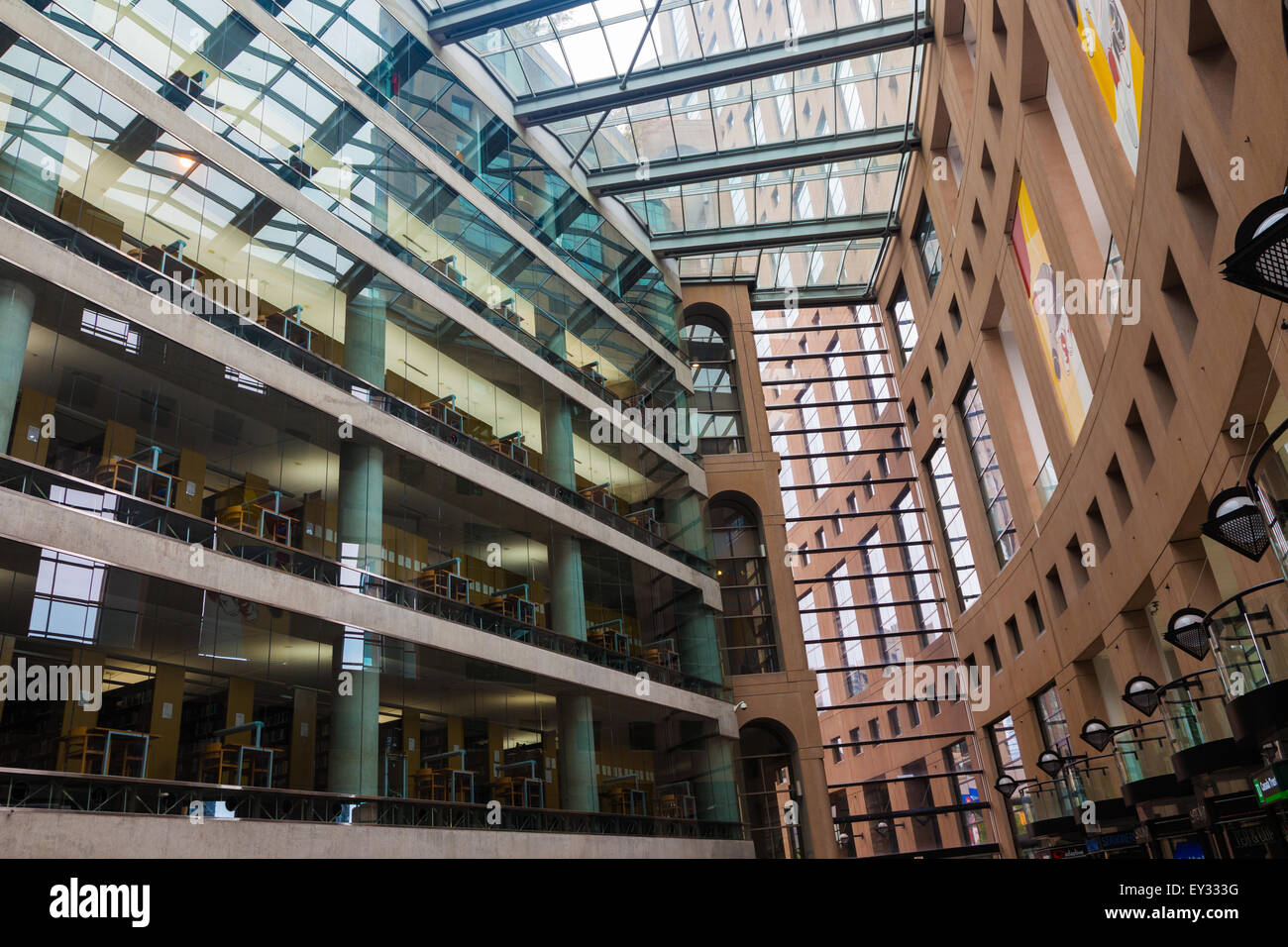 The atrium of the Vancouver Public Library Stock Photo
