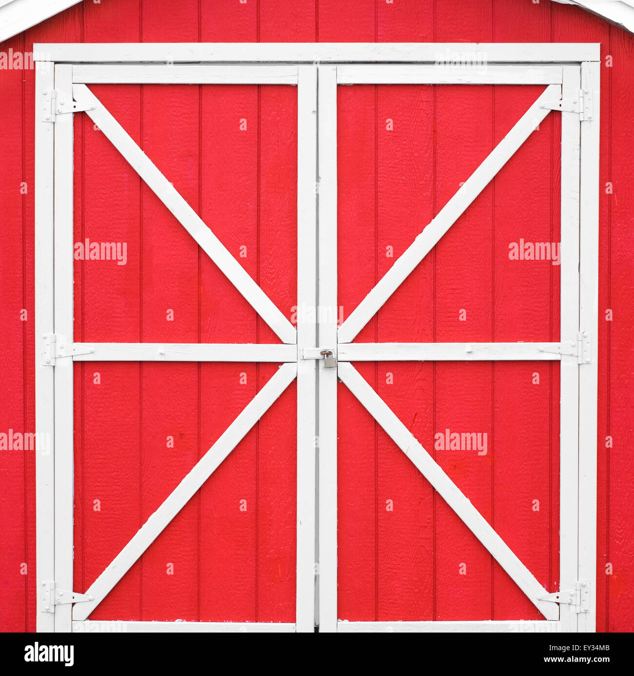 Classic Red Barn Style Door With White Trim Stock Photo 85506747