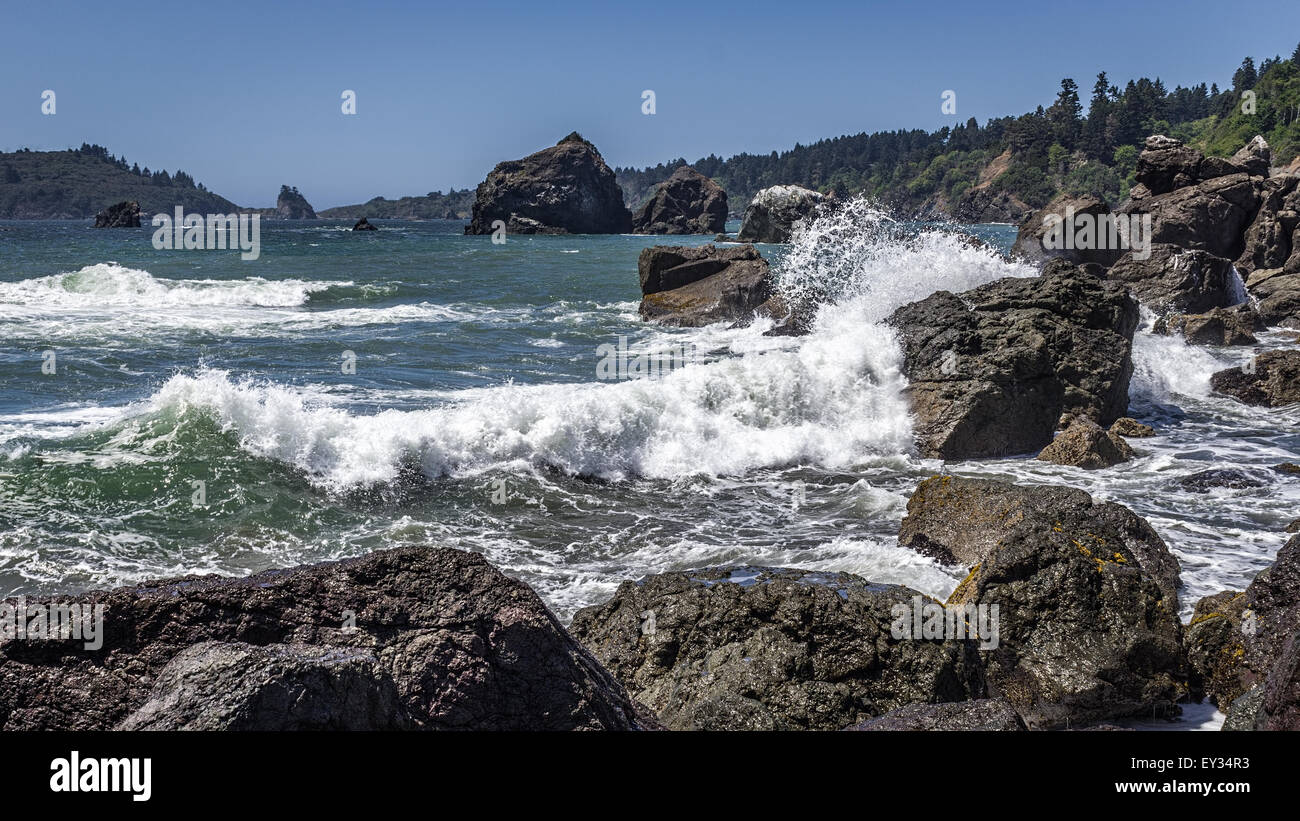 Waves Crashing on a Rocky Coast Stock Photo - Alamy