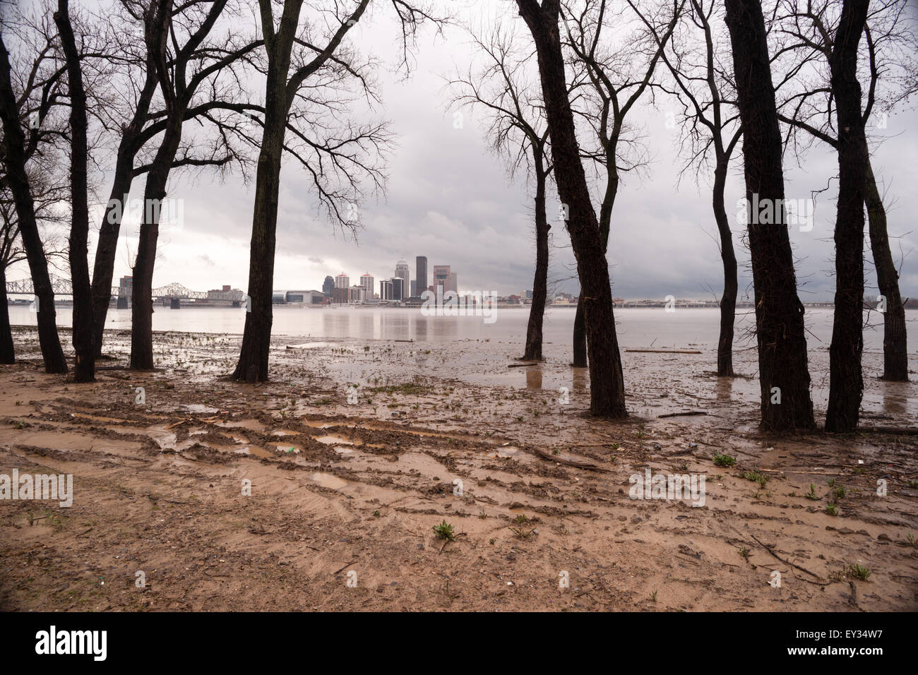 Record rainfall creates flooding in Kentucky April 2015 Stock Photo