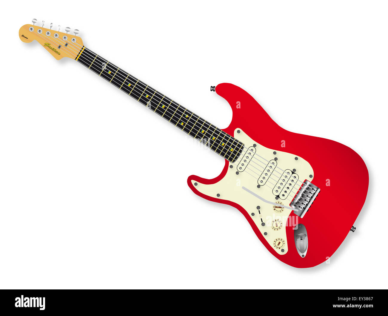 Solid body electric guitar isolated over a white background Stock Photo