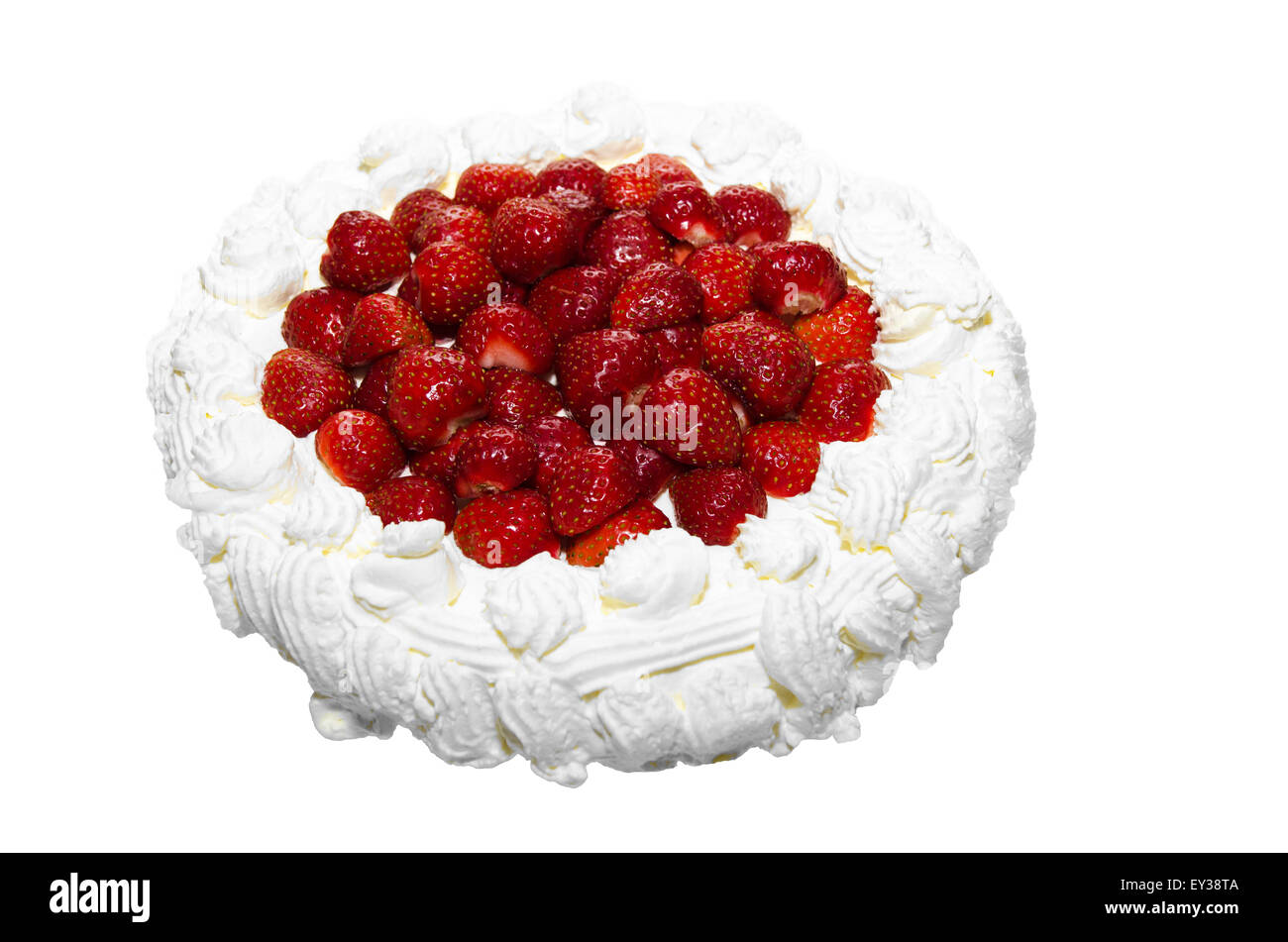 Creamy delicious strawberry cake at white background Stock Photo - Alamy