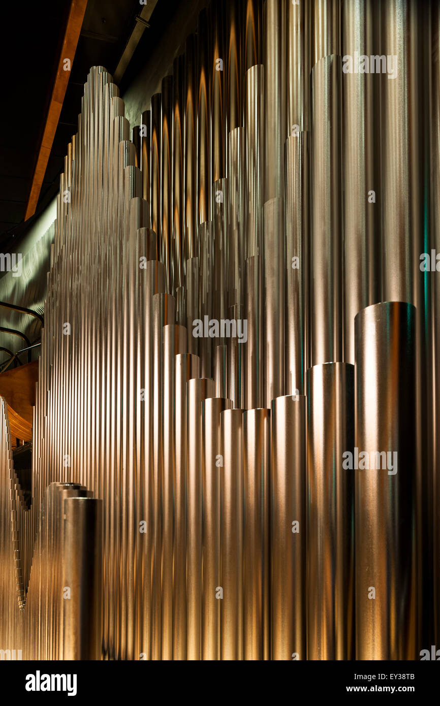 Graphic detail of concert hall's organ. National Polish Radio Symphony Orchestra (NOSPR), Katowice, Poland. Architect: Konior St Stock Photo