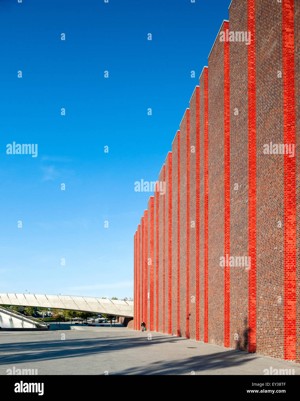 Brick facade perspective. National Polish Radio Symphony Orchestra (NOSPR), Katowice, Poland. Architect: Konior Studio , 2014. Stock Photo