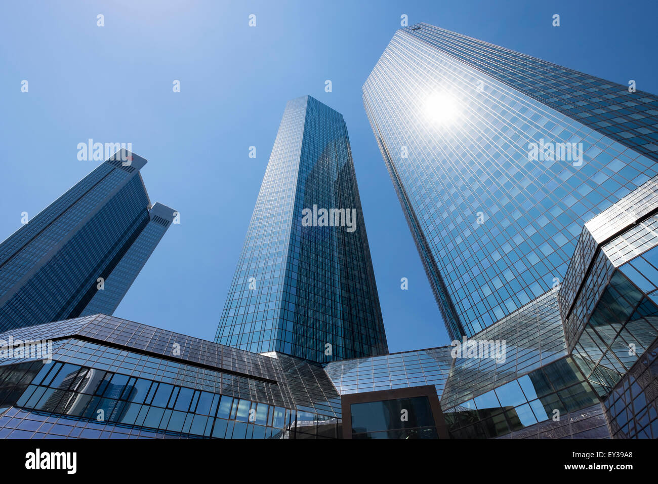 Deutsche Bank Twin Towers and Sparkasse savings bank, Frankfurt am Main, Hesse, Germany Stock Photo