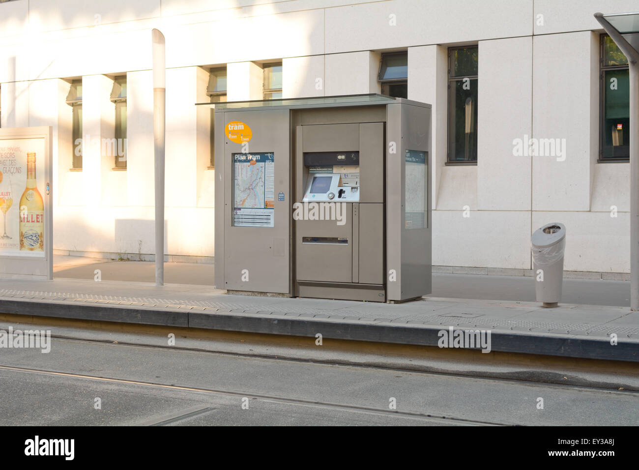 Tram ticket machine on platform at tram stop in Bordeaux France Stock