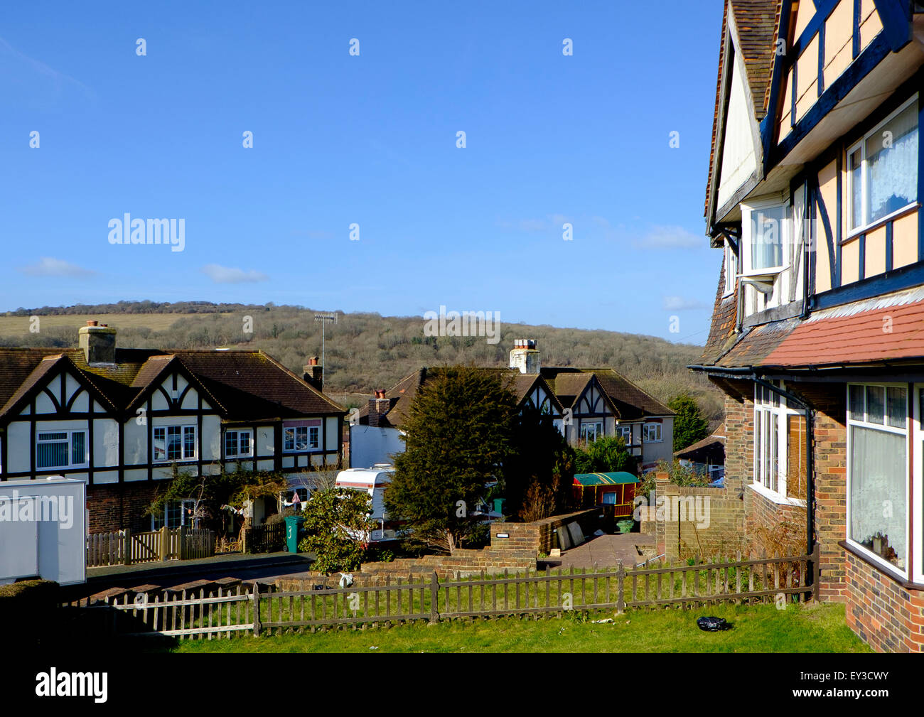 Mock Tudor housing in Moulsecoomb, a 'white working class' housing estate in Brighton Stock Photo