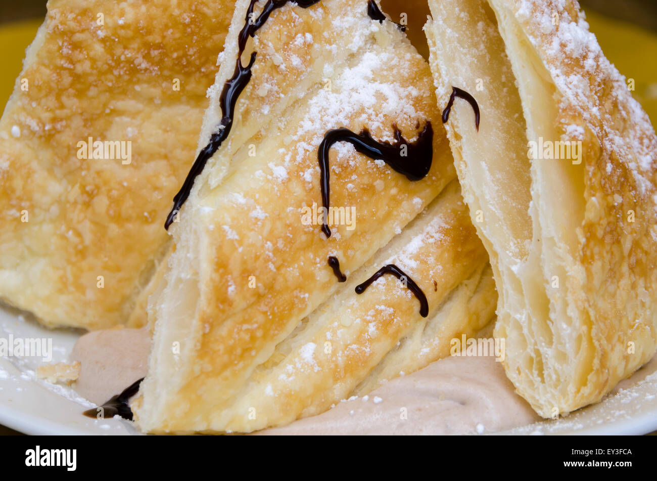 sweet puff pastry with sugar and chocolate Stock Photo