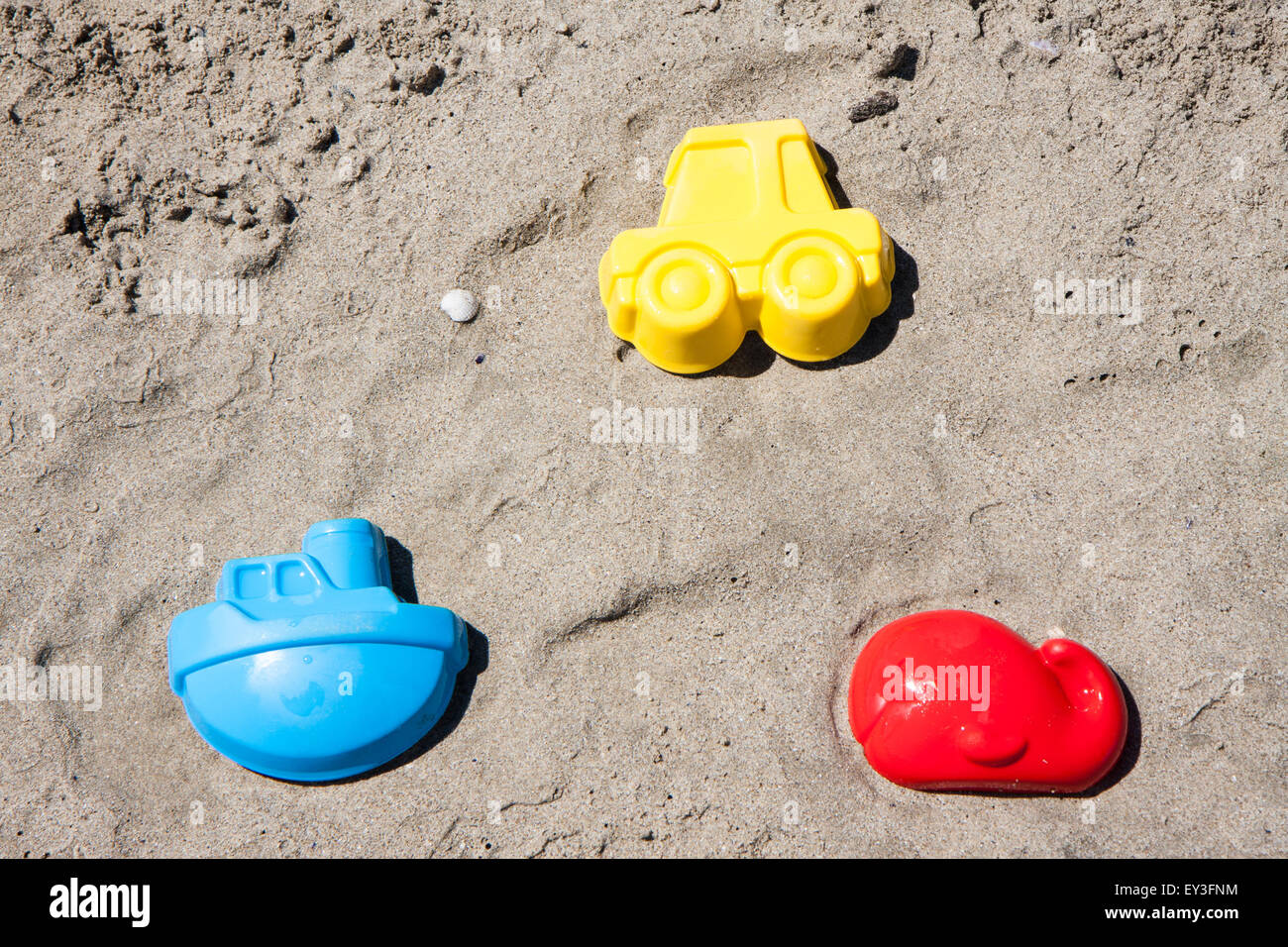 beach toys in the sand and sea Cesenatico Italy Stock Photo