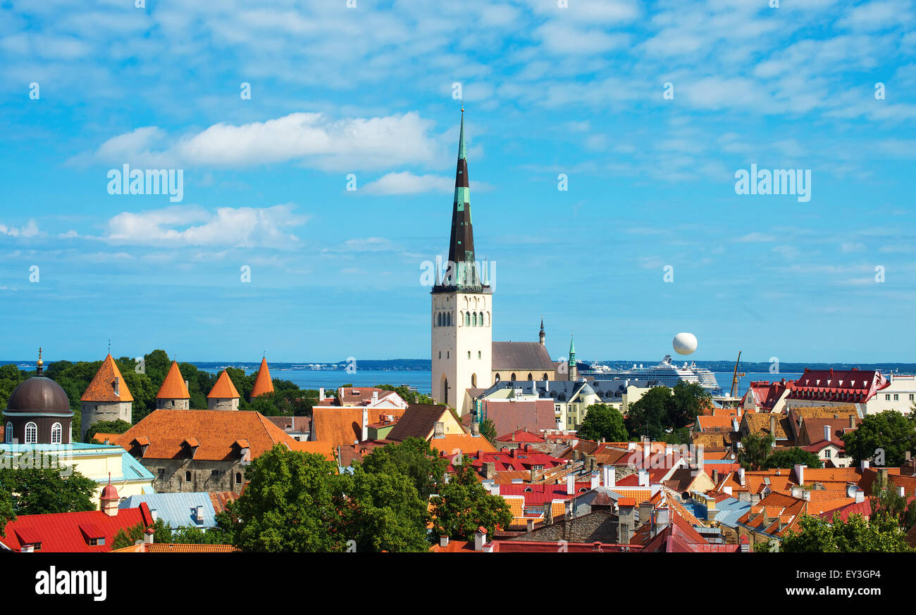 Summer view of old city. Estonia, Tallinn. Stock Photo