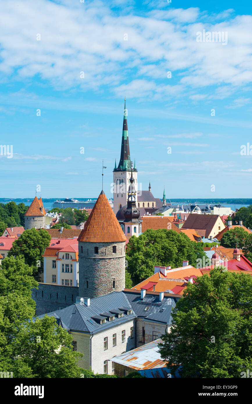 Summer view of old city. Estonia, Tallinn. Stock Photo