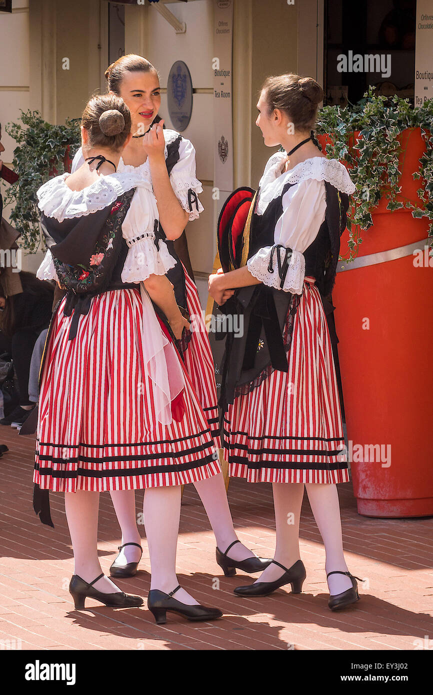 Girls In National Dress Monte Carlo Monaco Stock Photo - Alamy