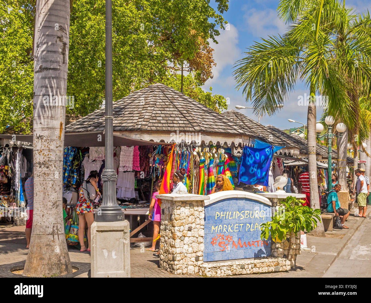 The Market Place Philipsburg Saint Martin West Indies Stock Photo