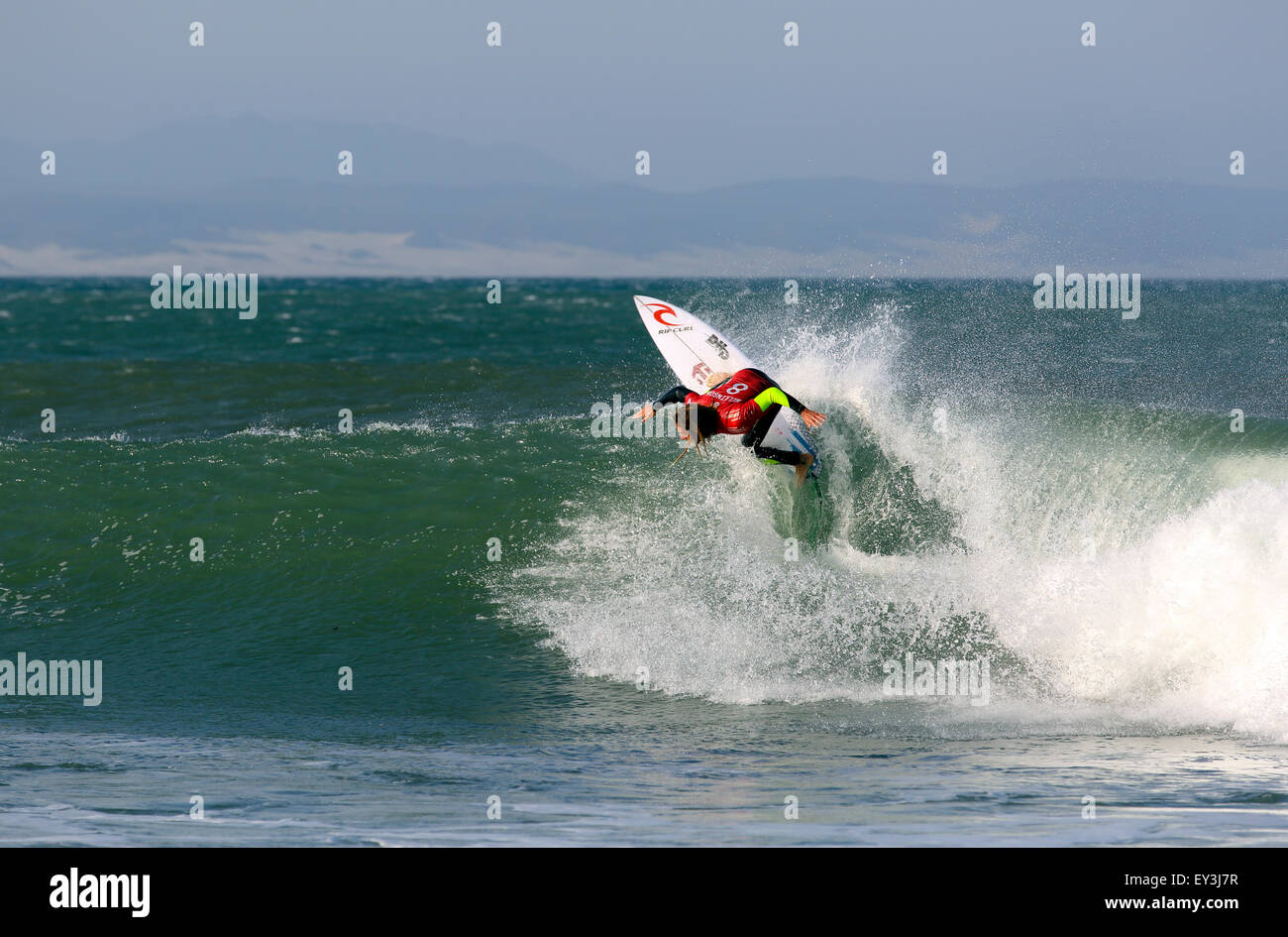 Australian professional surfer Matt Wilkinson in action at the 2015 J-Bay Open surfing event in Jeffreys Bay, South Africa Stock Photo