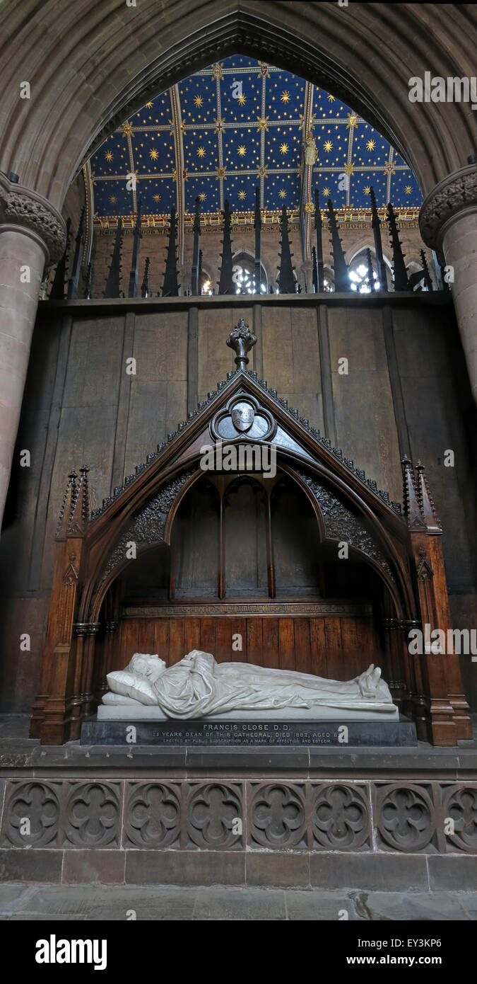 Francis Close tomb 1881 and ceiling, in Carlisle cathedral Stock Photo
