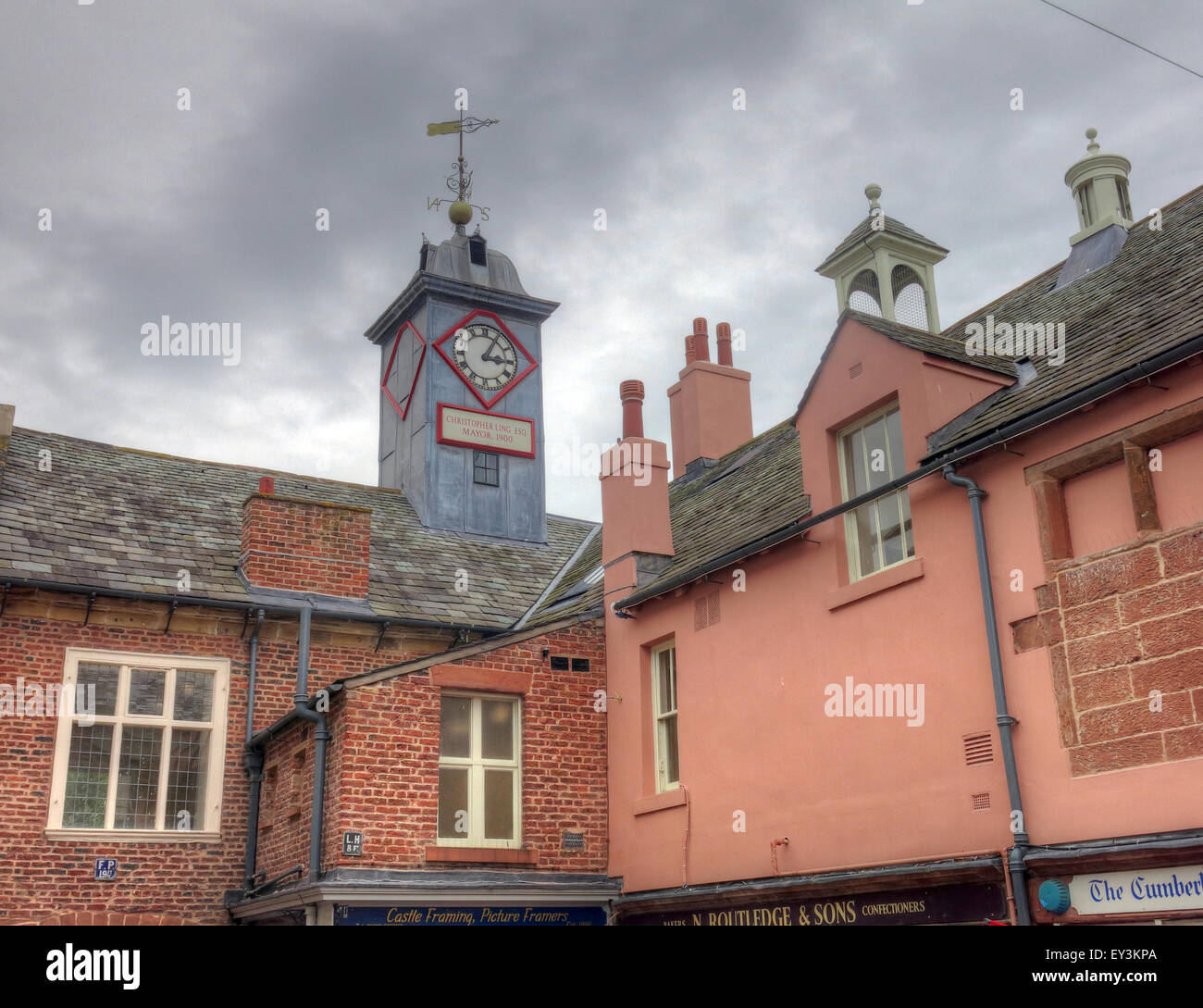 Carlisle Old Town Hall Clock,City Centre,Cumbria,England,UK Stock Photo