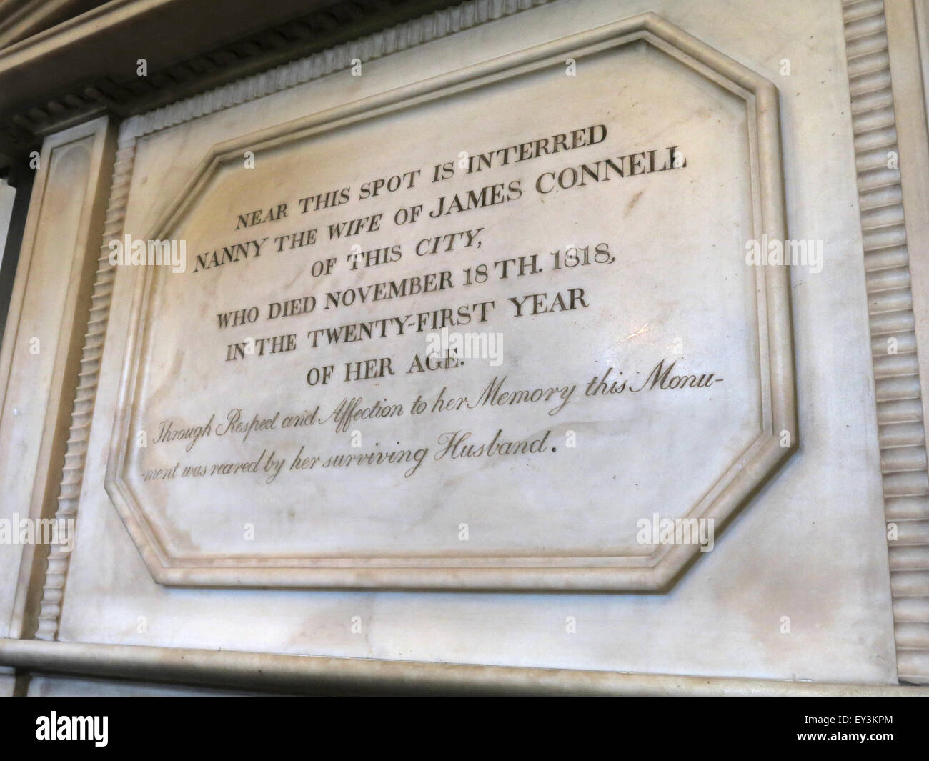 St Cuthberts Church,Carlisle,Cumbria,England,UK interior- Nanny wife of James Connell tomb,stone Stock Photo