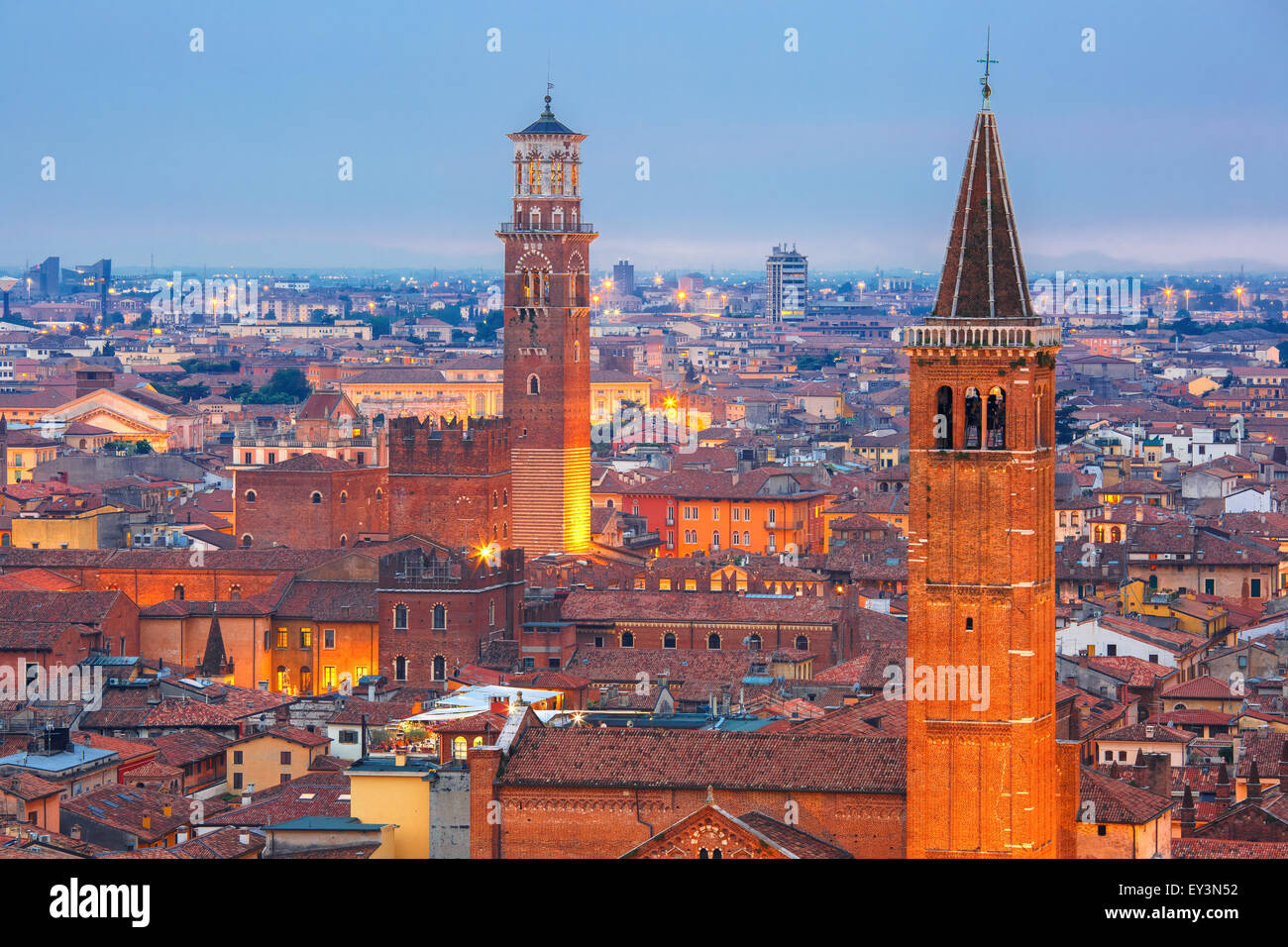 Verona skyline at night, Italy Stock Photo - Alamy