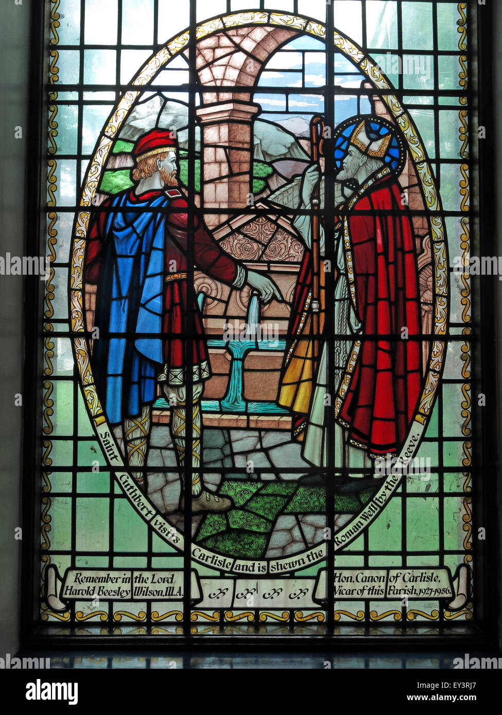 St Cuthberts Church,Carlisle,Cumbria,England,UK interior - Saint Cuthbert Window Stock Photo