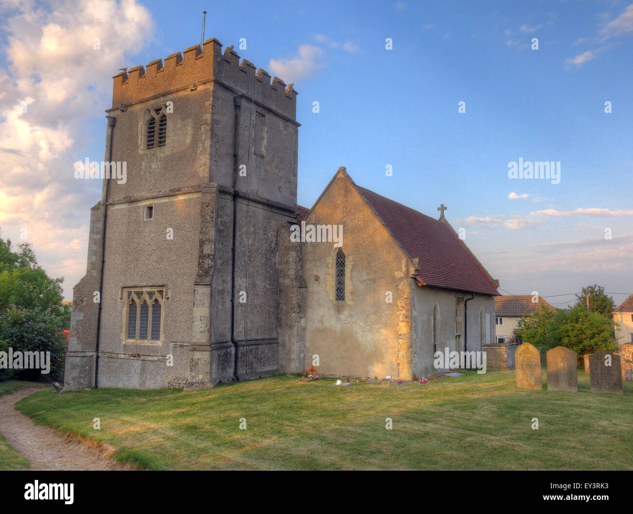 St Mary Church, East Ilsley,Berkshire,England,UK in the evening - medieval stone construction Stock Photo