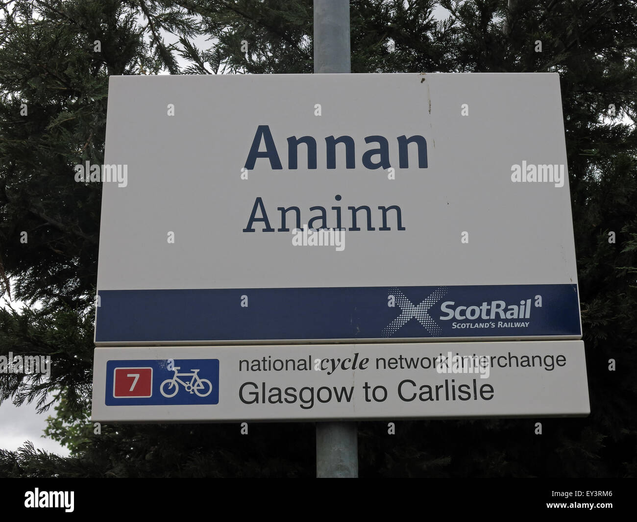 Annan Railway Sign, Dunfries & Galloway,Scotland,UK Stock Photo