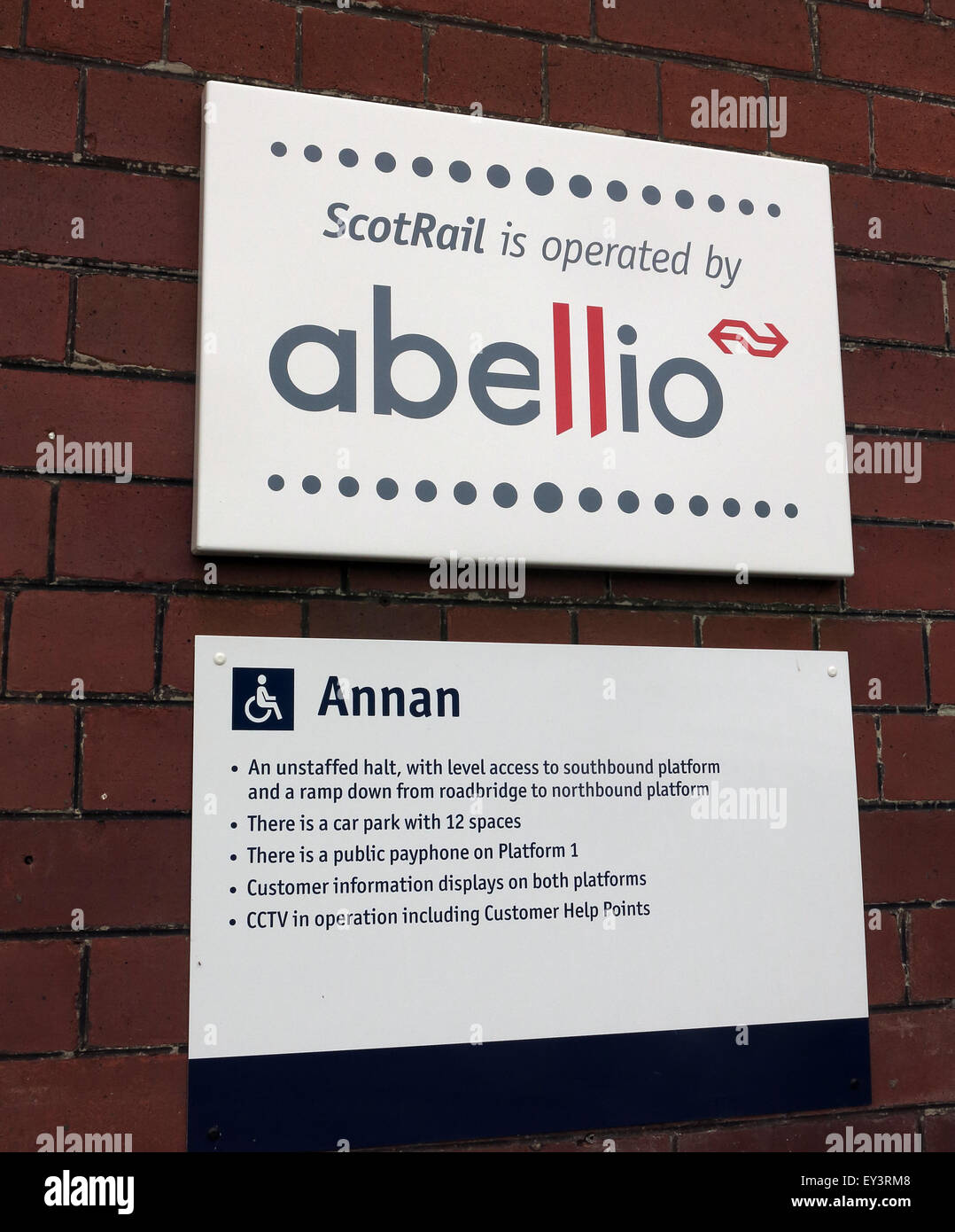 Annan Railway Sign, Dunfries & Galloway,Scotland,UK Stock Photo